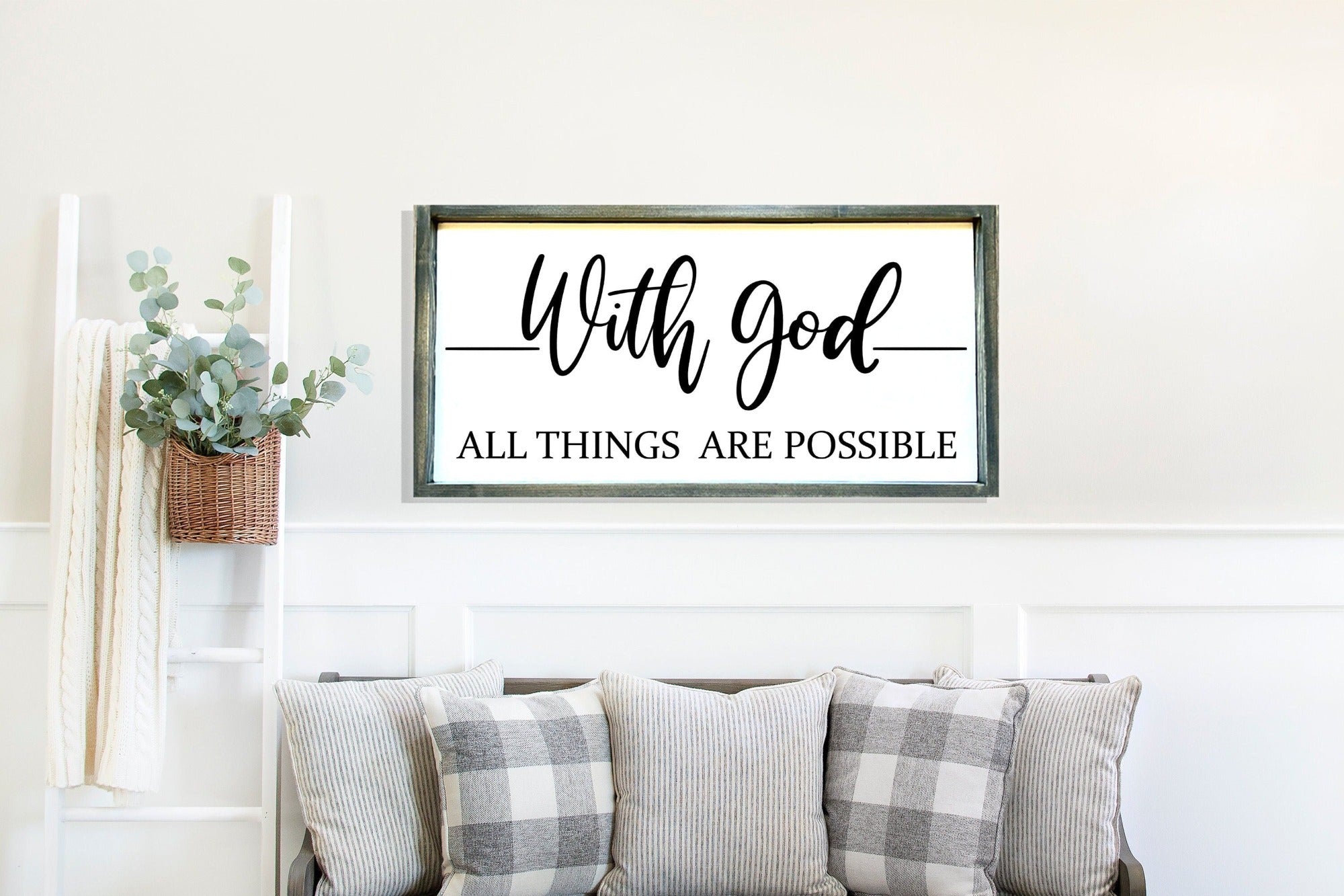 With God all things are possible wood sign. scripture wall decor ...